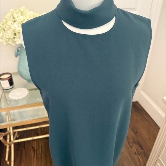 Theory Womens Slit Collar Green Sleeveless Sheath Dress-kk5 - Picture 5 of 7